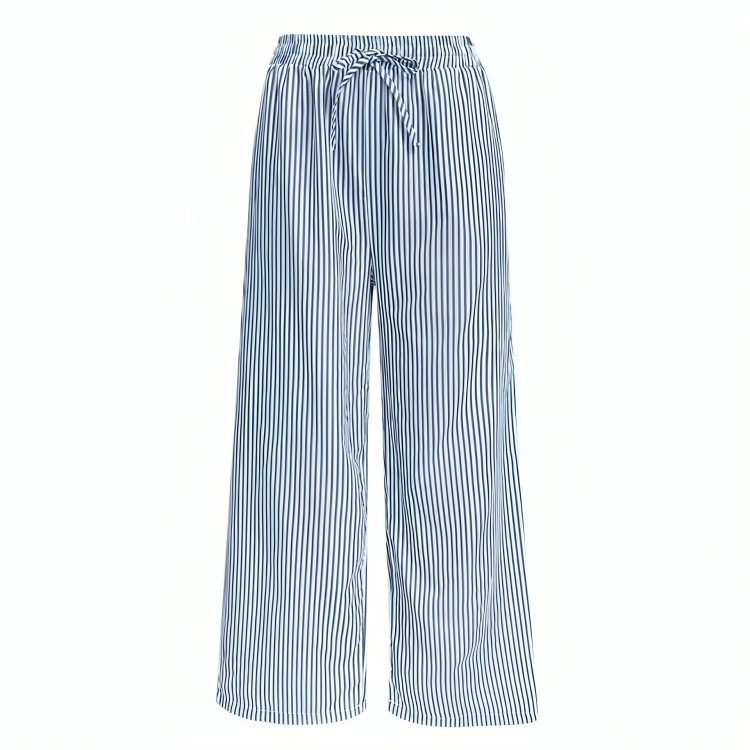 Pinstripe Wide Leg Cotton Pants