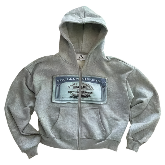 “Social Security” Zipper Hoodie