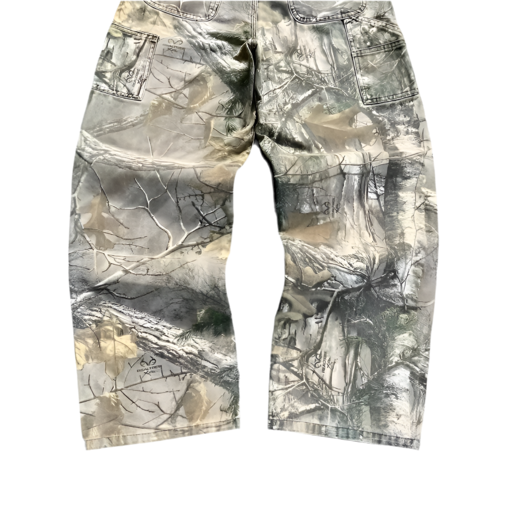 Leaf Print Cargo Pants