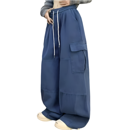 Wide-leg Plain Cargo Pants