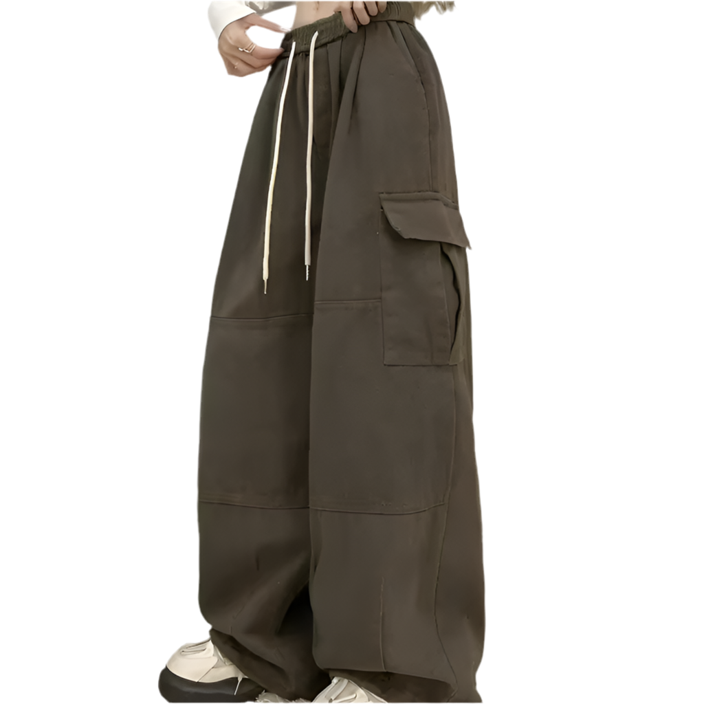 Wide-leg Plain Cargo Pants