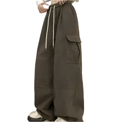 Wide-leg Plain Cargo Pants