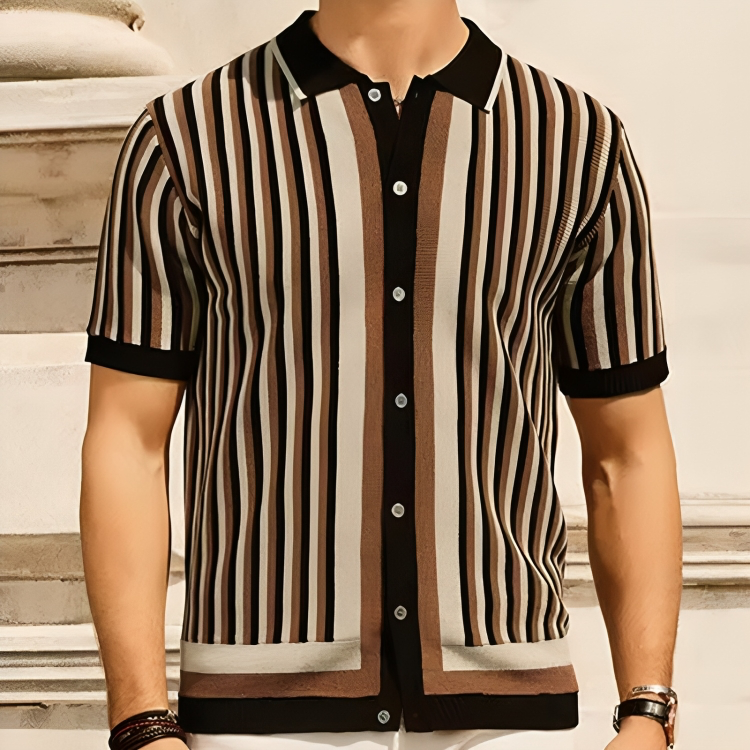 Striped Knitted Button Down