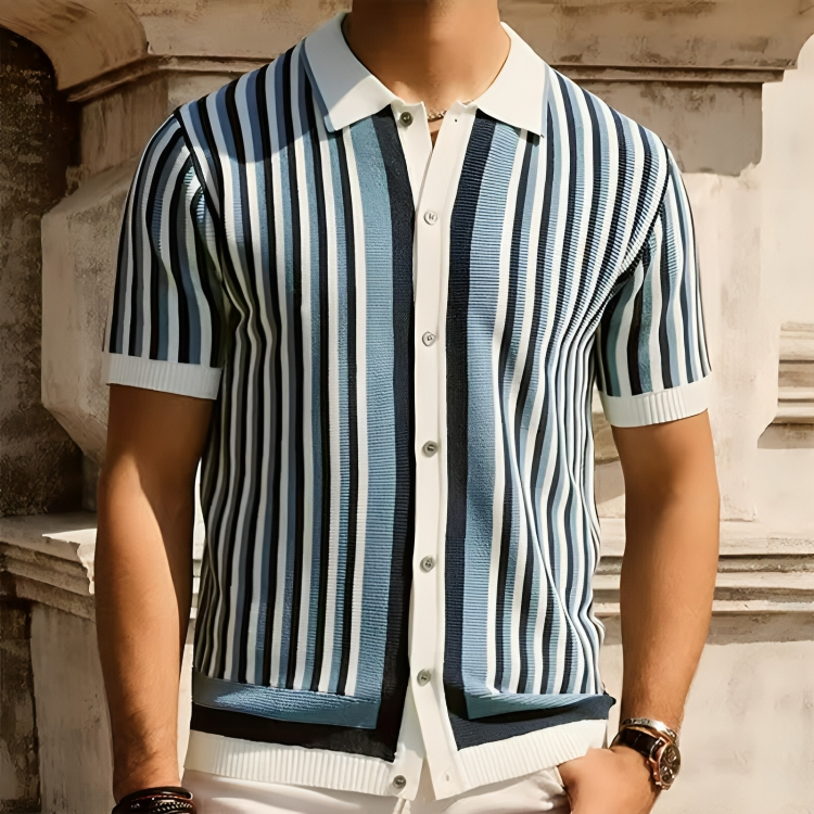 Striped Knitted Button Down